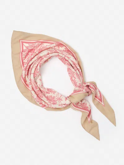 J.mclaughlin Women's Sarita Scarf In Giardino Toile Corner Pink/tan | Cashmere/silk In Multi