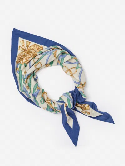 J.mclaughlin Women's Sarita Scarf In Riding Lessons Corner Off White/blue/green | Cashmere/silk