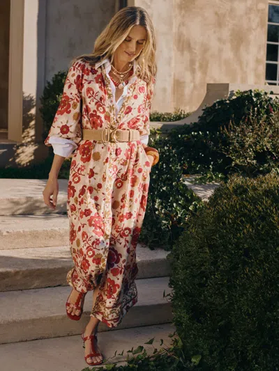 J.mclaughlin Women's Serena Dress In Floral Daydream Frame Beige/red In Multi