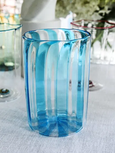J.mclaughlin Women's Set Of 6 Striped Tumblers Light Blue