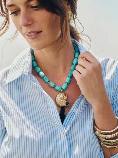 J.mclaughlin Women's Shell & Tassel Necklace Turquoise In Blue