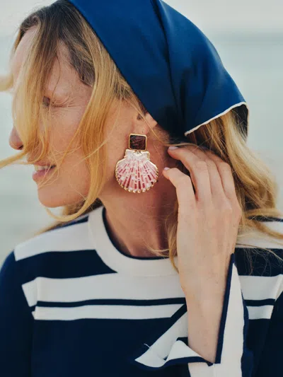 J.mclaughlin Women's Shell Earrings Brown In Pink