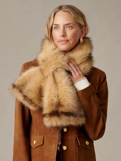 J.mclaughlin Women's Sienna Faux Fur Neckwarmer In Neo Sinclair Heraldic Camel In Multi