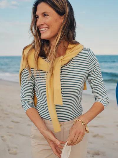 J.mclaughlin Women's Sinclair Henley In Stripe Ivory/mirage Blue