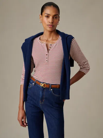 J.mclaughlin Women's Sinclair Henley In Stripe Parchment/bordeaux In Blue