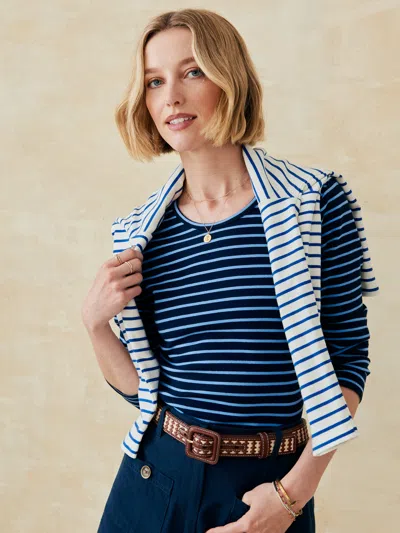 J.mclaughlin Women's Sinclair T-shirt In Stripe Blue/navy