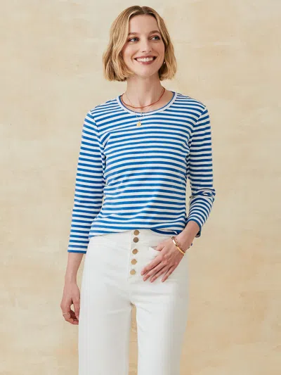 J.mclaughlin Women's Sinclair T-shirt In Stripe White/blue