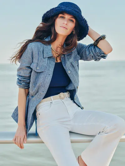 J.mclaughlin Women's Skye Linen Jacket Chambray In Blue