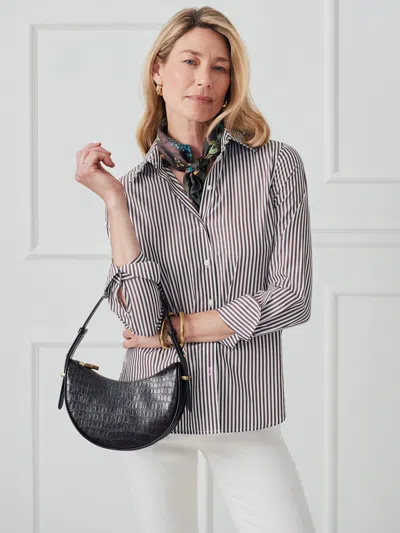 J.mclaughlin Women's Sloane Shirt In Stripe White/brown