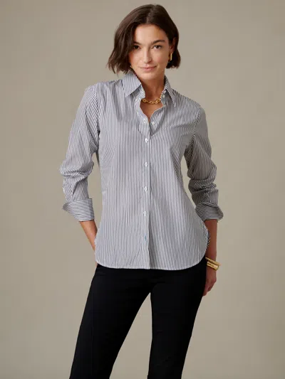 J.mclaughlin Women's Sloane Shirt In Stripe White/navy In Blue