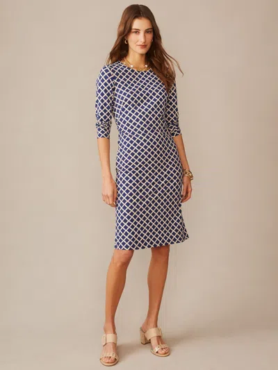 J.mclaughlin Women's Sophia Dress In Micro Bamboo Navy/sand In Blue
