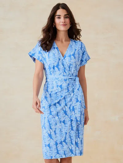 J.mclaughlin Women's Soraya Dress In Banana Leaves Blue/off White In Multi