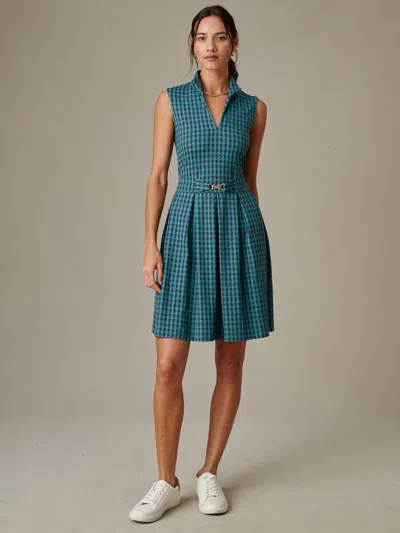 J.mclaughlin Women's Steffi Dress In Algiers Check Green/navy In Blue