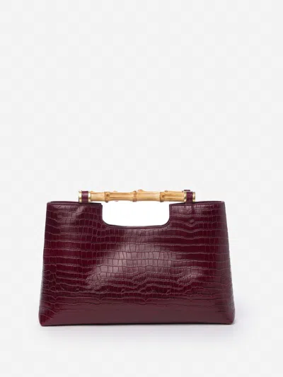 J.mclaughlin Women's Sumpter Leather Clutch In Croc Burgundy