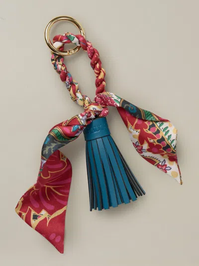 J.mclaughlin Women's Tassel Charm In Imperial Paisley Teal | Vegan Leather