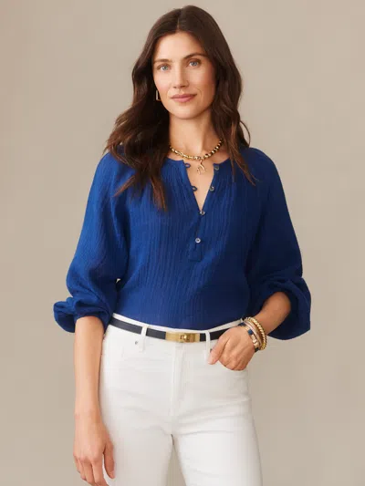 J.mclaughlin Women's Tatiana Linen Blouse Nautical Navy In Blue