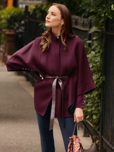 J.mclaughlin Women's Terin Cape Merlot | Vegan Leather/wool/polyamide In Red