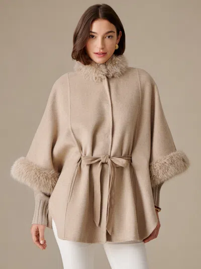 J.mclaughlin Women's Terin Poncho Camel | Wool/leather/suede