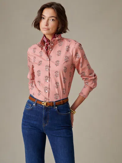 J.mclaughlin Women's Tess Ruffle Collar Shirt In Heritage Bloom Rose/ivory