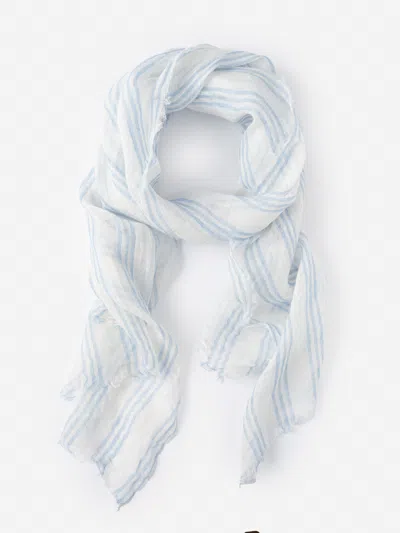 J.mclaughlin Women's Tessa Linen Scarf In Stripe Cornflower In Burgundy