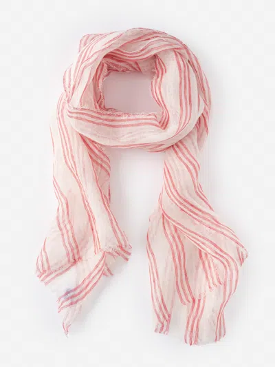 J.mclaughlin Women's Tessa Linen Scarf In Stripe Red Poppy In Orange