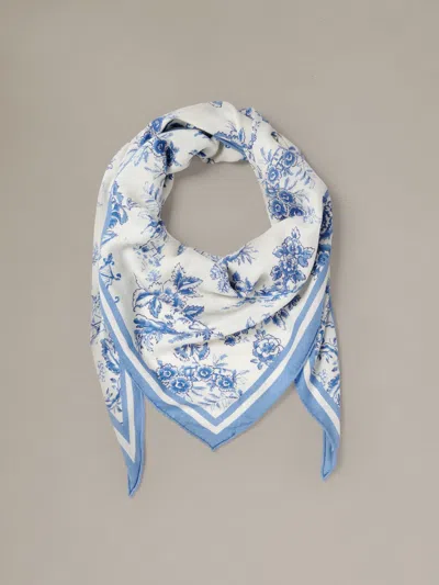 J.mclaughlin Women's The Blair Scarf In Antique Toile Corner White/blue | Cashmere/silk