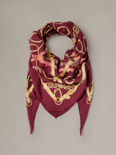 J.mclaughlin Women's The Blair Scarf In Grand Heraldic Corner Wine/gold | Cashmere/silk