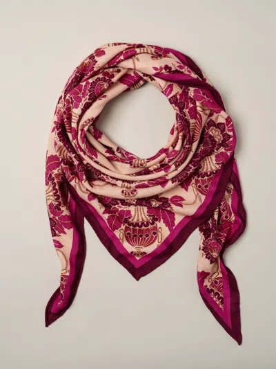 J.mclaughlin Women's The Blair Scarf In Vintage Bouquet Corner Peach/wine | Cashmere/silk