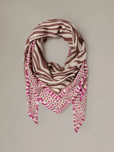J.mclaughlin Women's The Blair Scarf In Wild Medley Corner Cream/purple | Cashmere/silk
