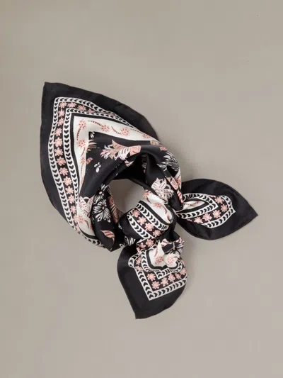 J.mclaughlin Women's The Eloise Silk Scarf In Hastings Garden Black/brown/light Pink