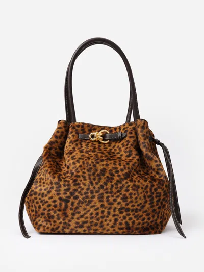 J.mclaughlin Women's The Lex Pony Hair Totebag In Leopard Brown/dark Brown | Leather