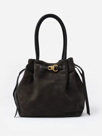 J.mclaughlin Women's The Lex Suede Tote Bag Hunter Green/black | Leather/suede