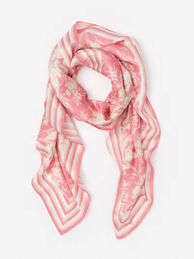 J.mclaughlin Women's The Magic Scarf In Giardino Toile Border Pink/tan | Silk