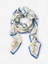 J.mclaughlin Women's The Magic Scarf In Modern Dressage Border Off White/blue/green