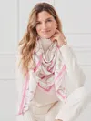 J.mclaughlin Women's The Magic Scarf In Neo Sinclair Border White/light Pink In Pink