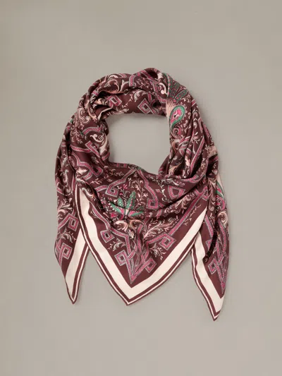 J.mclaughlin Women's The Magic Silk Twill Scarf In Baroque Medallion Border Brown
