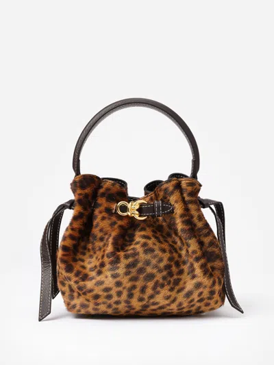 J.mclaughlin Women's The Mini Lex Pony Hair Handbag In Leopard Brown/dark Brown | Leather