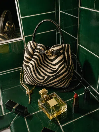 J.mclaughlin Women's The Mini Lex Pony Hair Handbag In Zebra Stripes Black/off White | Leather
