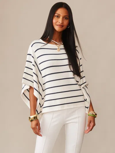 J.mclaughlin Women's Thea Sweater In Stripe White/navy