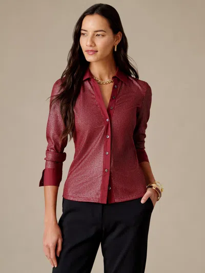 J.mclaughlin Women's Theodora Metallic Shirt Bordeaux