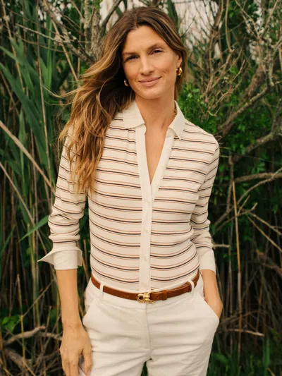 J.mclaughlin Women's Theodora Shirt In Stripe Ivory/navy