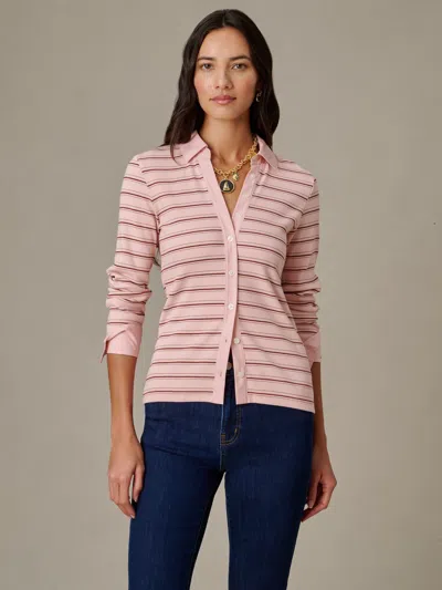 J.mclaughlin Women's Theodora Shirt In Stripe Peachskin/bordeaux