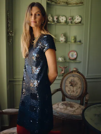 J.mclaughlin Women's Therese Sequin Dress Black In Blue