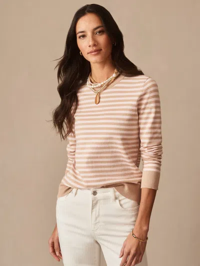 J.mclaughlin Women's Tierney Sweater In Stripe Khaki/pink In Neutral