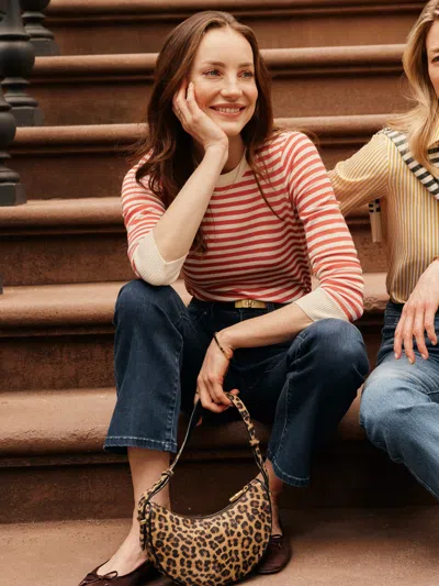 J.mclaughlin Women's Tierney Sweater In Stripe Off White/maple In Neutral