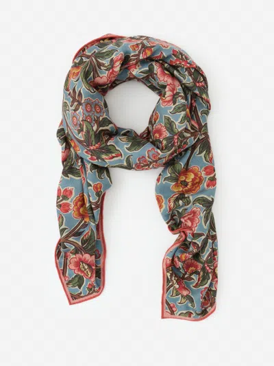 J.mclaughlin Women's Vanessa Scarf In Bucolic Blooms Border Medium Blue | Cashmere/silk