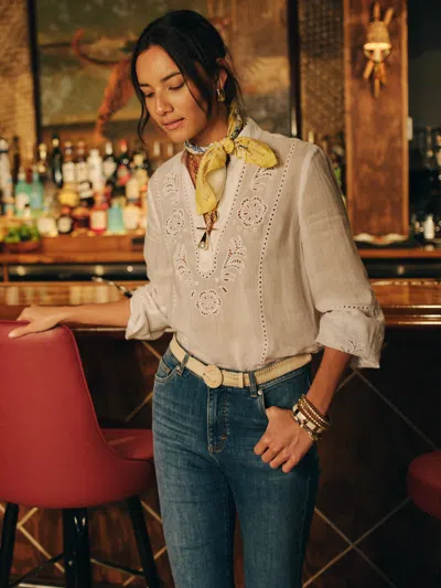 J.mclaughlin Women's Varsha Blouse White In Neutral