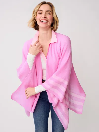 J.mclaughlin Women's Veronique Cashmere Wrap In Stripe Pink/light Pink