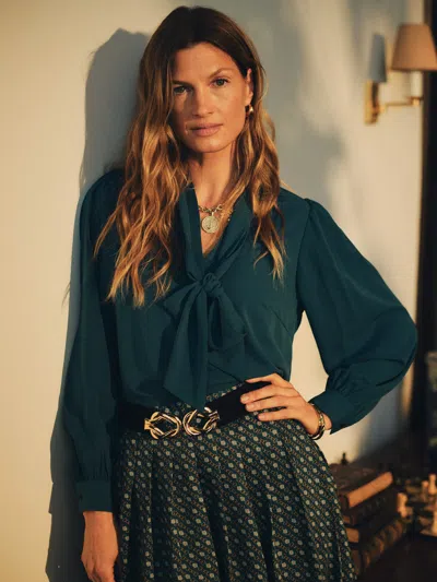J.mclaughlin Women's Vienna Blouse Ocean Reef In Green