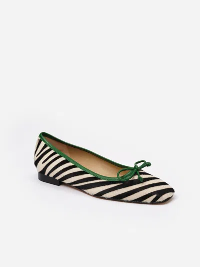 J.mclaughlin Women's Viola Pony Hair Ballet Flats In Zebra Black/off White